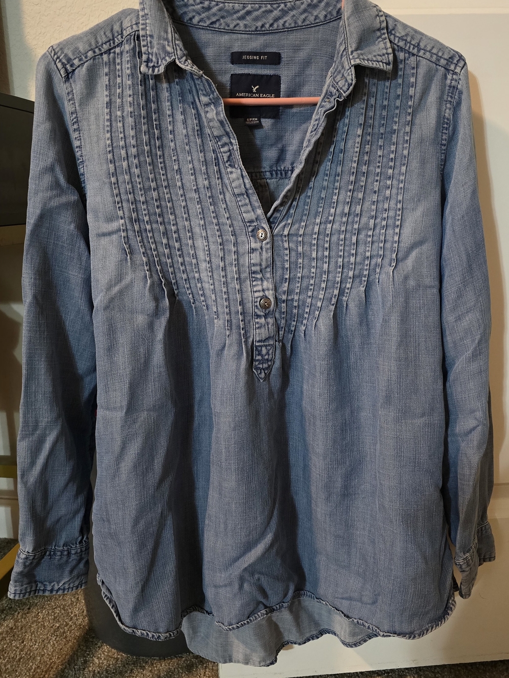 American Eagle Outfitters Light Blue Denim Shirt